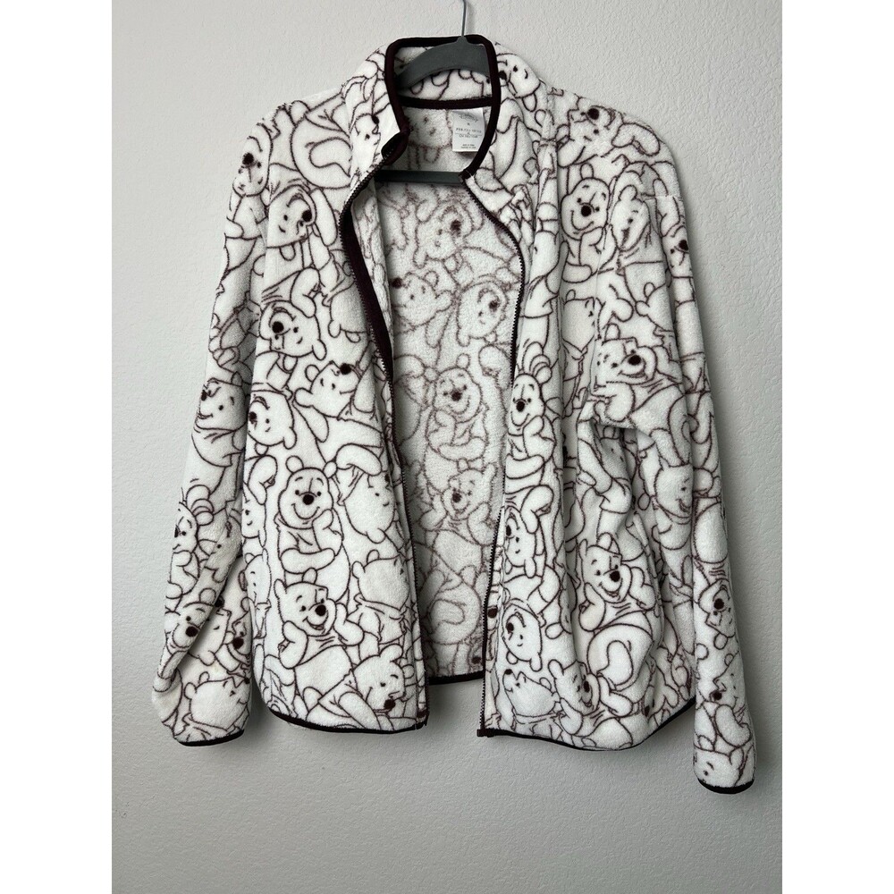 Disney Winnie the Pooh Fleece Zip Up Jacket Womens Size M Resortwear Vacation